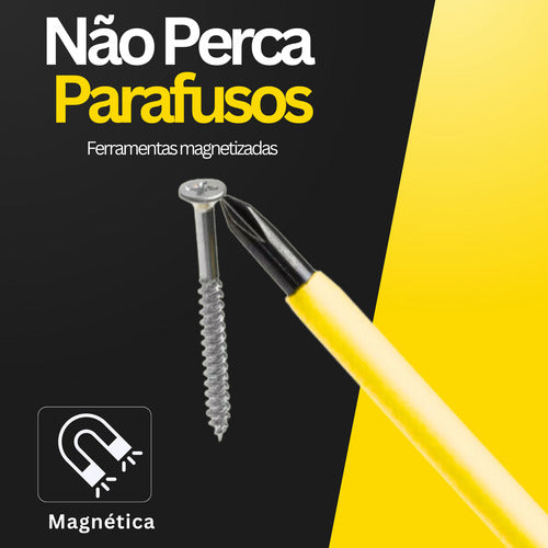 Jogo Chaves Philips E Fenda Isolada Eletricista Imã 6 Peças
