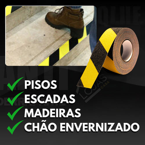Rolo Fita Antiderrapante Adesiva Zebrada Piso Escada Rampa