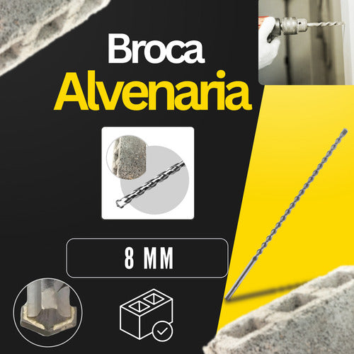 Broca 30cm  8 Mm Videa Longa Para Concreto Parede Alvenaria