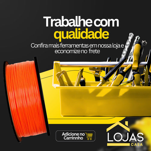 Linha De Pedreiro Nylon Lisa 0,80mm Obras Laranja 100metro
