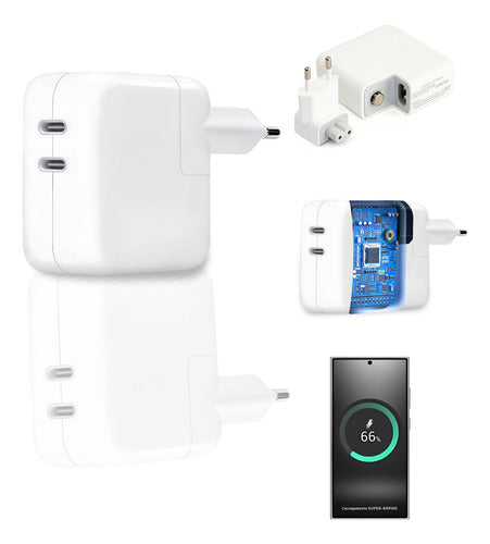 Fonte Carregador Duplo 50w Usb C P/ iPhone Samsung Motorola