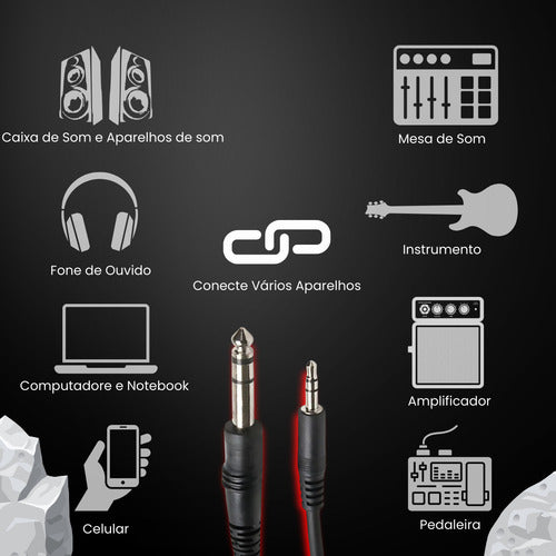Cabo De Som P10 X P2 Fone Mesa Violão Profissional 3 Metros