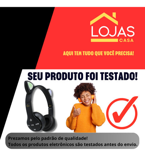 Fone De Ouvido Crianças Orelha De Gatinho Bluetooth Led Rgb