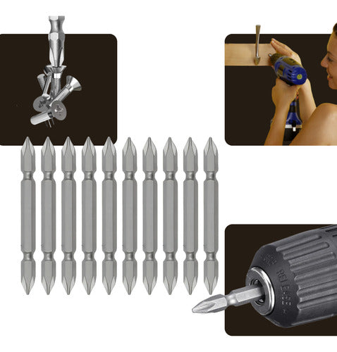 Kit 10 Ponteira Phillips Dupla Ph2 10 Pçs Bits Parafusadeira