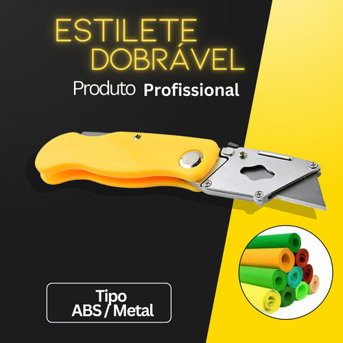 Estilete Dobrável Portátil 3 Lâminas Profissional Leve Bolso