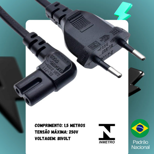 Cabo Forca Bipolar L Para Tv Ps2 Ps3 Ps4 Radio Impressora 90