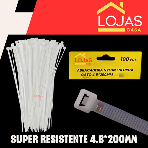 Abraçadeira Nylon 200mm X 4,8mm Enforca Gato Pack 100 Un.