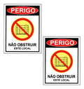 Kit 2 Placa Perigo Não Obstruir Local Para Empresa