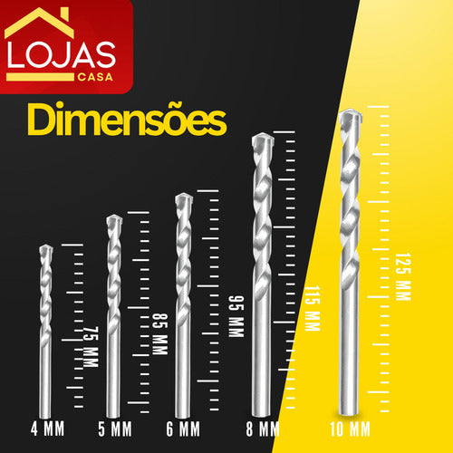 Kit Jogo 5 Principais Brocas De Videa Concreto, Piso, Parede