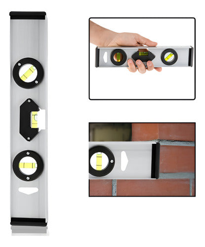 Nivel De Aluminio 3 Bolhas 12 Pol. 355mm Obra Profissional