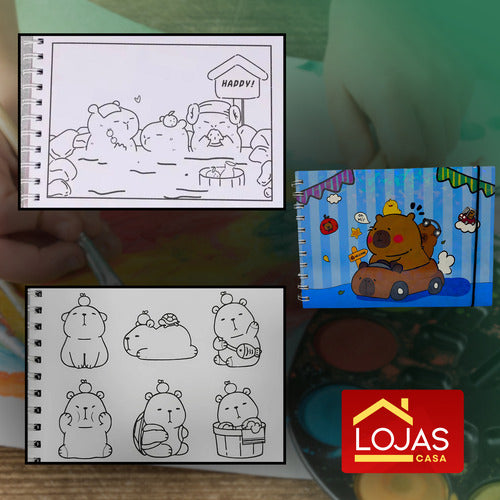Livro Para Colorir Pintura Desenho Cute Capivara Goods