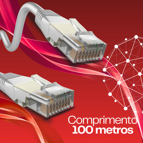 Rolo Cabo Rede 100m Lan Crimpado Cat6 Super Rápido Premium L