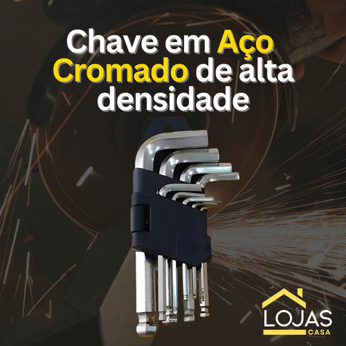 Jogo De Chaves Allen Hexagonal Curta 1,5 A 10mm 9 Peças