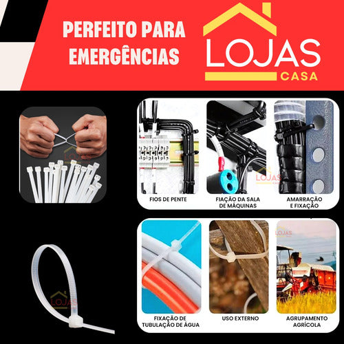 Abraçadeira Nylon 200mm X 4,8mm Enforca Gato Pack 100 Un.