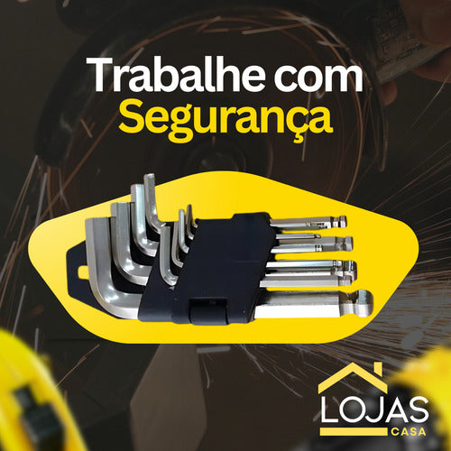 Jogo De Chaves Allen Hexagonal Curta 1,5 A 10mm 9 Peças