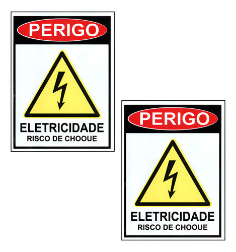 Kit 2 Placa Perigo Eletrecidade Risco De Choque Para Empresa