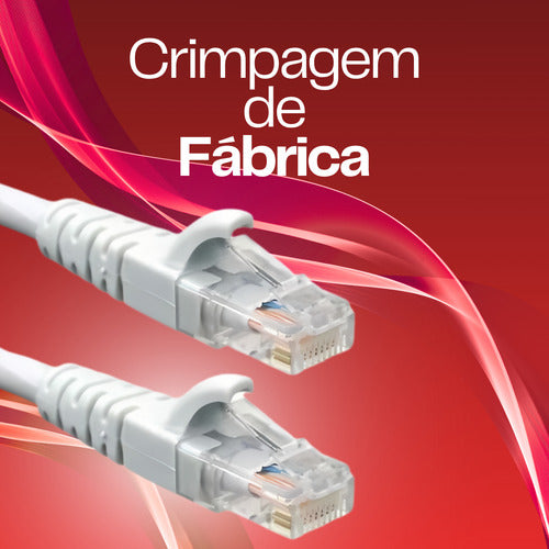 Rolo Cabo Rede 50m Lan Crimpado Cat 6 Super Rápido Premium L