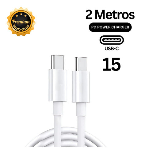 Carregador Premium Para iPhone 15 35w Cabo 2 Metros Tipo C