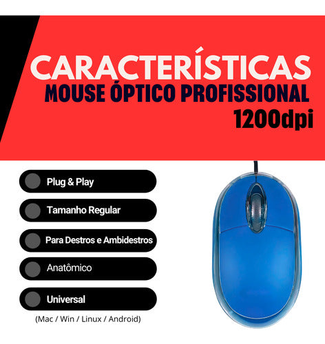 Mouse Usb Com Sensor Óptico Profissional Anatômico Preto
