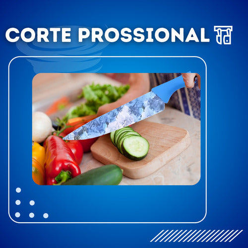 Jogo De Facas 6 Peças Cozinha Chef Churrasco Multiuso Lâmina