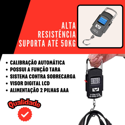 Balança Portátil Digital De Precisão 50kg Bolso Viajem Malas