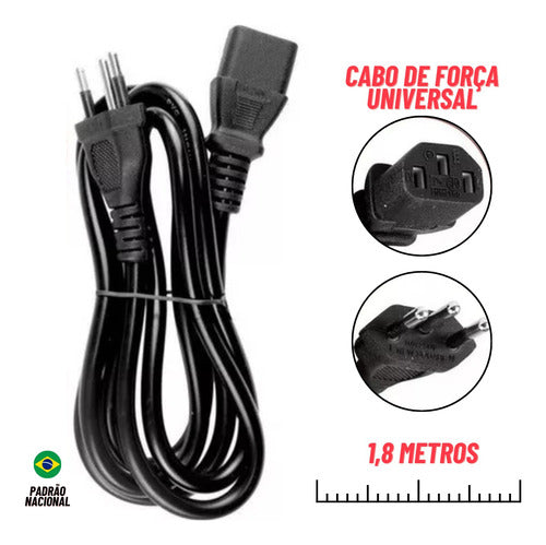 Cabo De Força Fonte, Computador Xbox Pc Monitor 3 Pinos 1.5m