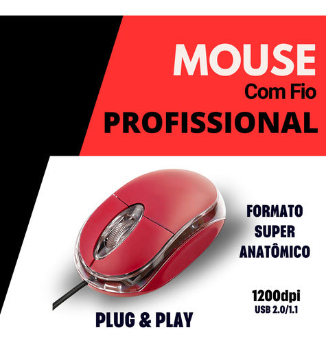 Mouse Usb Com Sensor Óptico Profissional Anatômico Preto