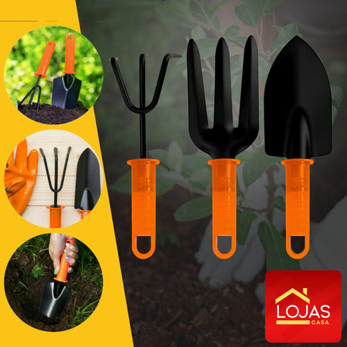 Kit Ferramentas De Plantio Jardinagem, Vasos, Hortas Laranja