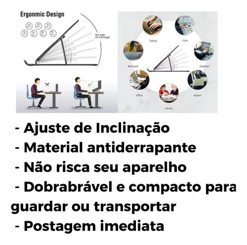 Base Suporte Ergonômico P/ Notebook,netbook, Tablet Dobravel