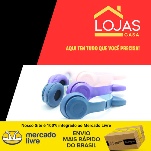 Fone De Ouvido Infantil Orelha De Gatinho Bluetooth Led  Rgb
