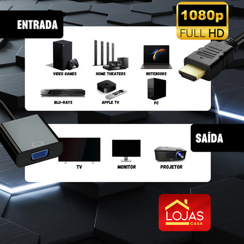 Conversor De Hdmi Para Vga Com Imagem Full Hd Pc Not Premium