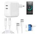 Carregador Duplo 50w Usb C + 2 Cabos 2m Samsung Motorola