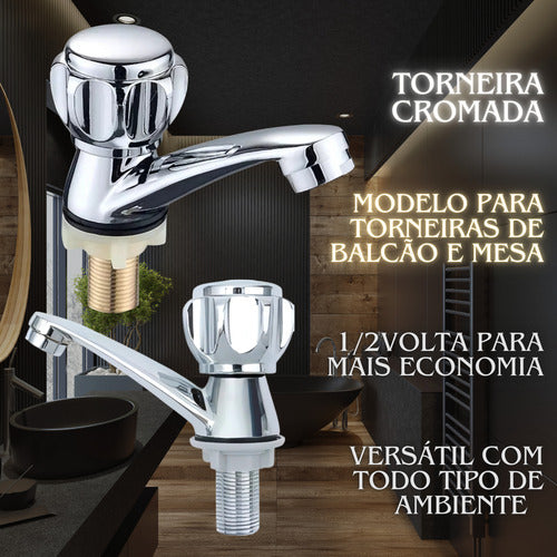 Torneira Bancada Mesa Balcão Lavabo Inox Cromado Resistente