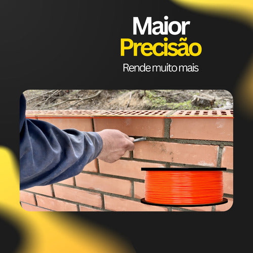 Linha De Pedreiro Nylon Lisa 0,80mm Obras Laranja 100metro