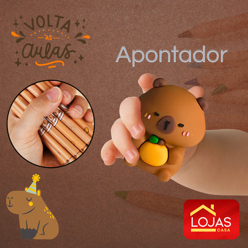 Apontador Emborrachado Capivara Escola Lápis Fofinho Cute