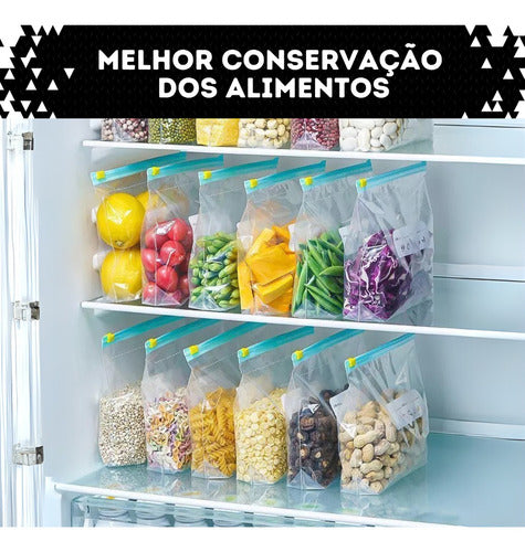 15 Sacos Hermético Zip Multiuso Freezer Geladeira Alimentos