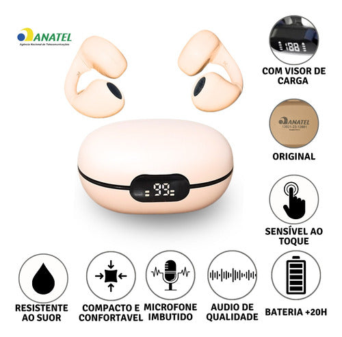 Fone De Ouvido Brinco Bluetooth Corrida Esporte Anti Queda