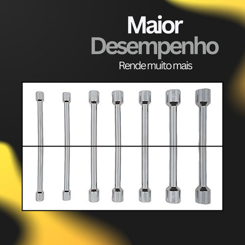 Jogo E Kit De Chave Canhão 7 Pcs Aço 5 A12 Mm Profissional