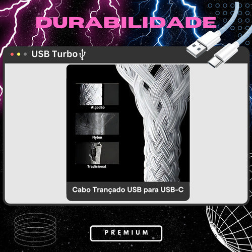 Cabo Usb Turbo Color Para Samsung Motorola LG A20 A32 A52 A7