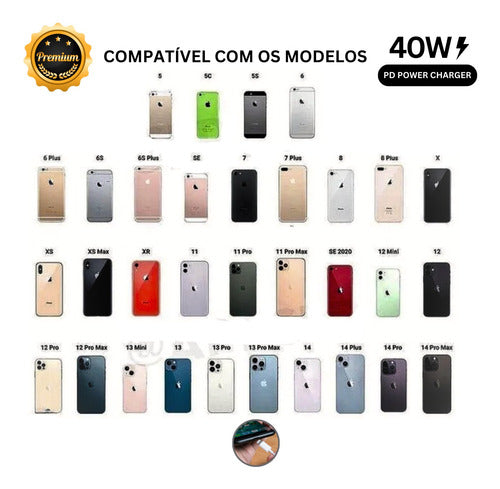 Fonte Carregador Turbo 35w Cabo 2 M P/ iPhone 11 12 13 14