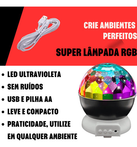 Iluminação Led Globo De Festa Mágico  Luz Rgb À Pilha Ou Usb