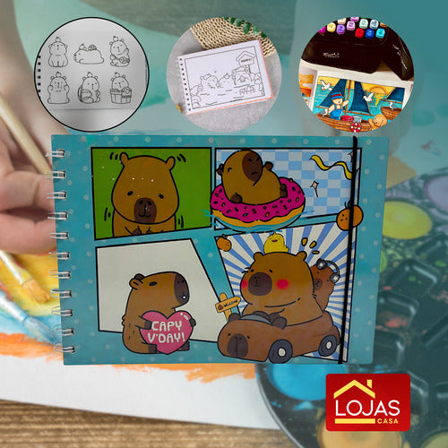 Livro Para Colorir Pintura Desenho Cute Capivara Goods