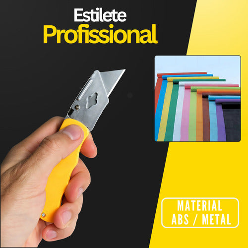 Estilete Dobrável Portátil 3 Lâminas Profissional Leve Bolso