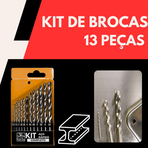 Kit Jogo Brocas Com Estojo Aço Rápido Usinagem Arrebite Resi