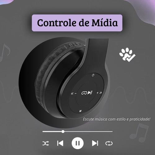 Fone De Ouvido Infantil Orelha De Gatinho Bluetooth Led  Rgb