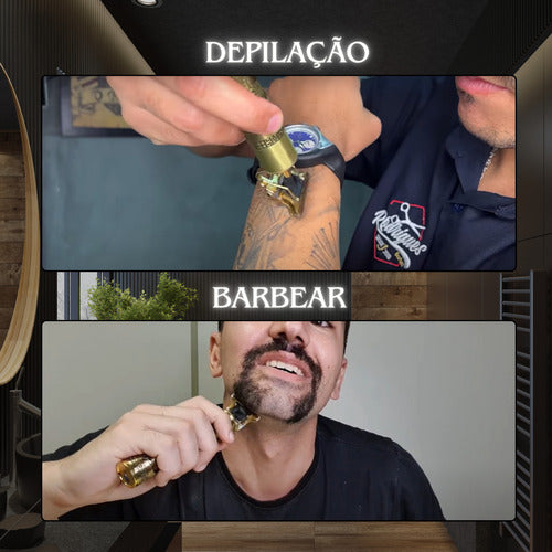 Máquina Cortar Cabelo Fazer Barba De Metal Com Led Indicador