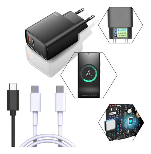 Carregador Duplo 48w Para Samsung 2 Cabos Super Fast 2m E 1m