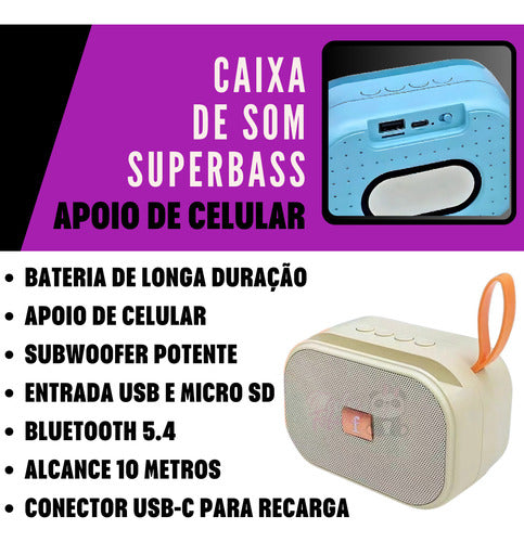 Caixa De Som Portatil Bluetooth Com Apoio Extreme Superbass