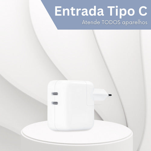 Carregador Duplo 50w Usb C + 2 Cabos 2m Samsung Motorola