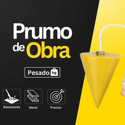 Prumo De Centro Metal Sólido Preciso Pião 300g Para Obra